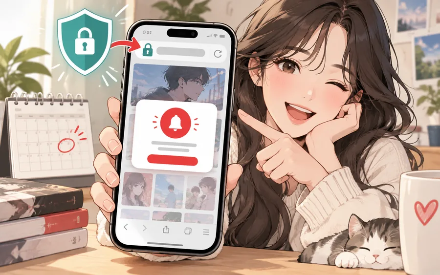 마나툰 최신 주소와 업데이트 정보를 안전하게 확인하는 모바일 브라우저 일러스트